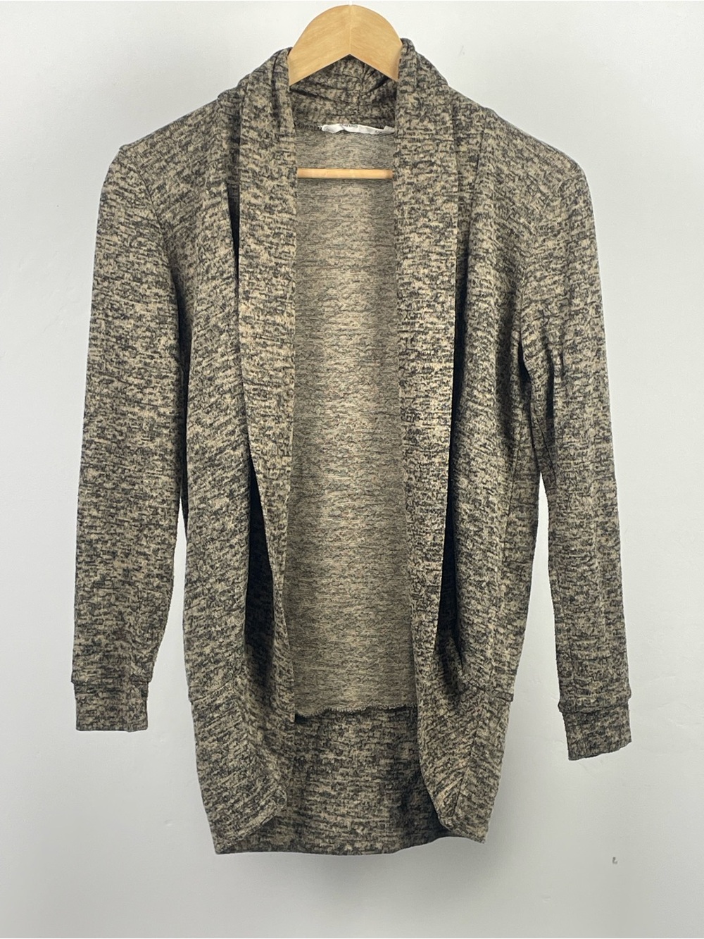 Bluenotes Textured Open Front Cardigan in Brown Size Small